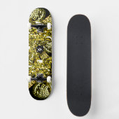 Trippy Black Gold Doodle Skateboard (Voorkant)