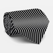 Trippy Black & White Wavy Stripes Cool Psychedelic Stropdas (Opgerold)