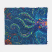 Trippy Blue Octopus Fleece Deken (Voorkant (Horizontaal))