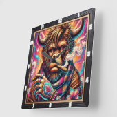 Trippy Buffalo Psychedelic Vierkante Klok (Hoek)