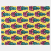 Trippy Cactus Pattern Yellow Weird Psychedelic Fleece Deken (Voorkant (Horizontaal))
