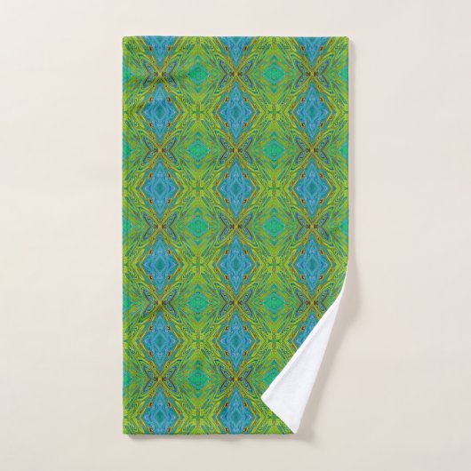 Trippy Chartreuse en Blue Abstract Butterfly Bad Handdoek (Handdoek)