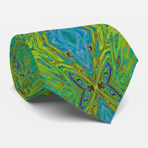 Trippy Chartreuse en Blue Abstract Butterfly Stropdas