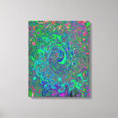 Trippy Chartreuse en Blue Retro Liquid Swirl Canvas Afdruk (Voorkant)