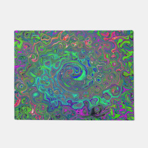Trippy Chartreuse en Blue Retro Liquid Swirl Deurmat