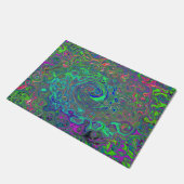 Trippy Chartreuse en Blue Retro Liquid Swirl Deurmat (Schuin)