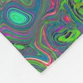 Trippy Chartreuse en Blue Retro Liquid Swirl Fleece Deken (Hoek)