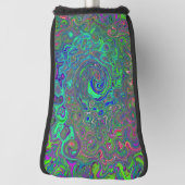 Trippy Chartreuse en Blue Retro Liquid Swirl Golfheadcover (Draai 90)
