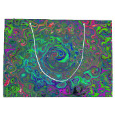 Trippy Chartreuse en Blue Retro Liquid Swirl Groot Cadeauzakje (Achterkant)