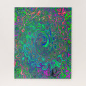 Trippy Chartreuse en Blue Retro Liquid Swirl Legpuzzel (Verticaal)