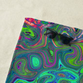 Trippy Chartreuse en Blue Retro Liquid Swirl Strandlaken (In situ)