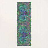 Trippy Chartreuse en Blue Retro Liquid Swirl Yogamat (Achterkant)