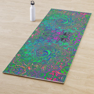 Trippy Chartreuse en Blue Retro Liquid Swirl Yogamat