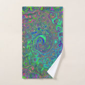 Trippy Chartreuse et Blue Retro Liquid Swirl (Serviette à main)