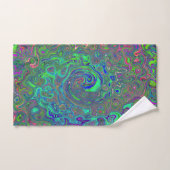 Trippy Chartreuse et Blue Retro Liquid Swirl (Serviette à main)