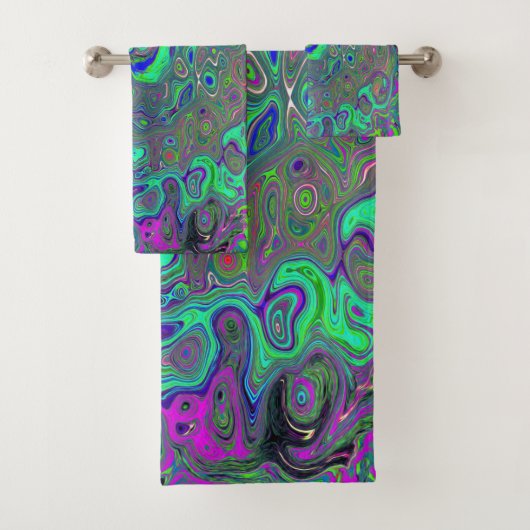 Trippy Chartreuse et Blue Retro Liquid Swirl (En situation)