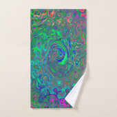 Trippy Chartreuse et Blue Retro Liquid Swirl (Serviette à main)