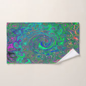 Trippy Chartreuse et Blue Retro Liquid Swirl (Serviette à main)