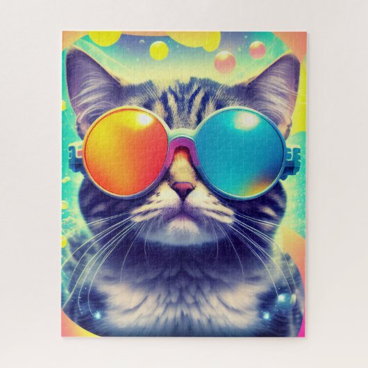 Trippy Cool Psychedelic Acid Trip Cat Legpuzzel (Verticaal)