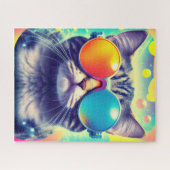 Trippy Cool Psychedelic Acid Trip Cat Legpuzzel (Horizontaal)