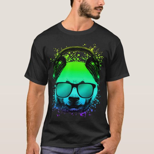 Trippy DJ Beer Gift Ravers Techno House Panda T-shirt (Voorkant)