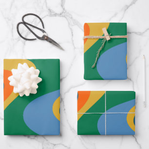 Trippy Droom Retro Abstract Multi Kleur Patroon Inpakpapier Vel