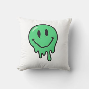 Trippy Druipende Groene Smeltende Smiley Gezicht E Kussen