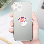 Trippy Eye Pink Floral Psychedelic Sticker (Telefoon)