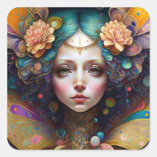 Trippy Fairy Fantasy Art Vierkante Sticker