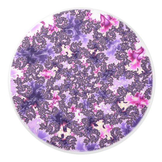 Trippy Funky Boho Groovy Pastel Spiraal Fractal Ar Keramische Knop (Voorkant)