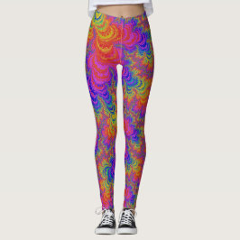 Trippy Funky Bold Vibrant Rainbow Abstract Fractal Leggings