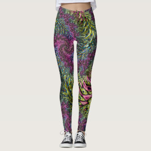Trippy Funky Groovy Digital Abstracte Fractal Art Leggings