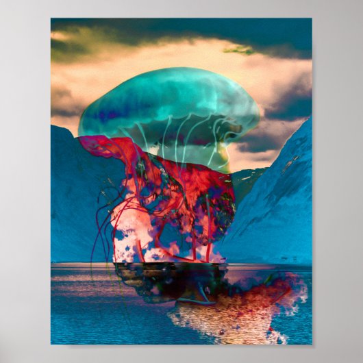 Trippy Funky Jellyfish Art Print (Voorkant)