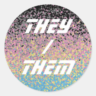 Trippy Funky Pixelated Polygender Pride Vlag Ronde Sticker