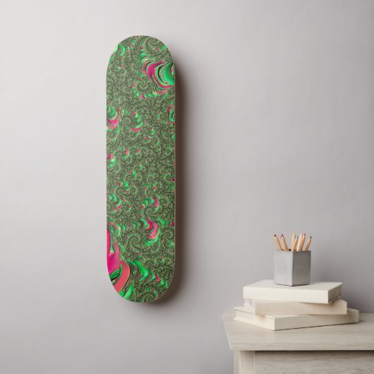 Trippy Funky Psychedelic Groovy Spiral Fractal Art Skateboard (Muurkunst)