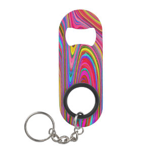 Trippy Geel, Rood en Blauw Abstract Groovy Kunst Mini Flessenopener