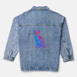 Trippy Geometrische Kattenkunst Denim Jacket