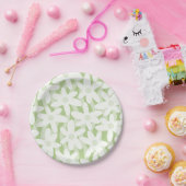 Trippy golvende bloemen pastel salie groen patroon papieren bordje (Feest)