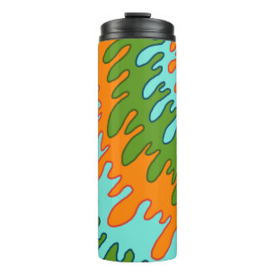 Trippy Groen Sinaasappel Vloeibare Drip Stripe Y2K Thermosbeker