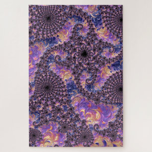 Trippy Groovy Boho Colorful Jewel Tone Fractal Art Legpuzzel