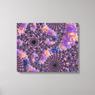 Trippy Groovy Boho Kleurrijke Juweeltoon Fractale  Canvas Afdruk