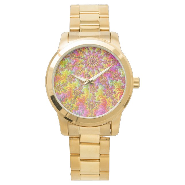 Trippy Groovy Funky Psychedelic Fractal Burst Horloge (Voorkant)