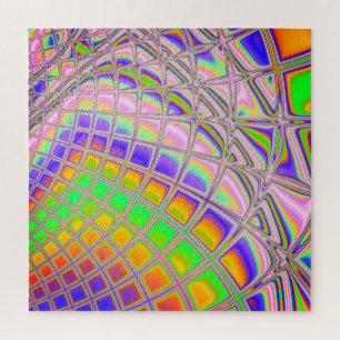 Trippy Groovy Kleurrijke Abstracte Digitale Fracta Legpuzzel
