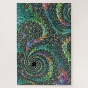 Trippy Groovy Kleurrijke Juweeltoon Fractale Kunst Legpuzzel