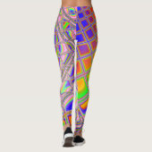 Trippy Groovy Levendige Abstracte Digitale Fractal Leggings (Achterkant)