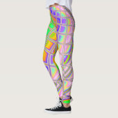 Trippy Groovy Levendige Abstracte Digitale Fractal Leggings (Links)