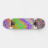 Trippy Groovy Levendige Abstracte Digitale Fractal Skateboard (Horizontaal)