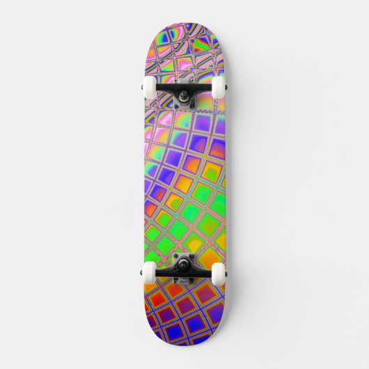 Trippy Groovy Levendige Abstracte Digitale Fractal Skateboard (Voorkant)