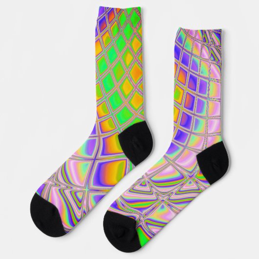 Trippy Groovy Levendige Abstracte Digitale Fractal Sokken (Links)
