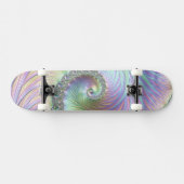 Trippy Groovy Pastel Rainbow Spiral Fractal Art Skateboard (Horizontaal)